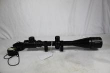 One 6-24x50 AOE illuminated rifle scope with BDC and parallax. Rail mount rings and scope covers.
