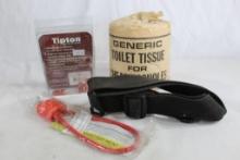 One black nylon strap, Tipton snap caps for 380 auto in package, one cable gun lock and one roll of
