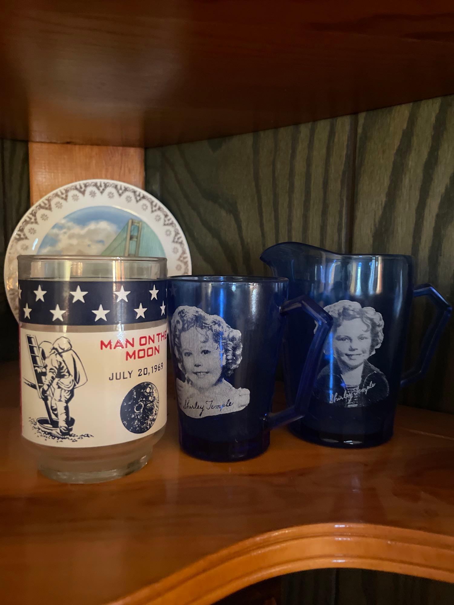 NASA Glass, Shirley Temple Glassware, Tea Pot, Creamer and Sugar Container, Cedar Point Cup And