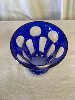 Czech Blue Glass Vase