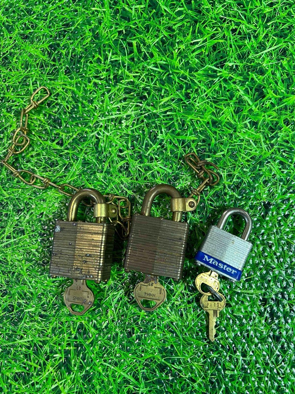 three locks with keys