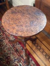 Antique Burr Walnut Tilt Top Lamp Table