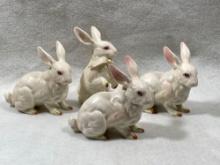 Four Lefton Rabbit Figurines
