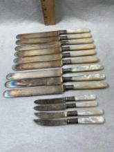 Assorted Pattern Fish Knives With Mother Of Pearl Handles