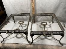 Two Vintage Silver Plate Chaffing Stands With Three Lids