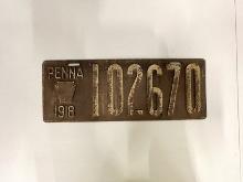 One Lot Of Old Pennsylvania License Plates