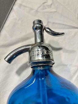Cobalt Blue Carbonated Water Dispenser and Beverage Mixer Glass