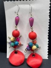 Multi Color Beaded Earrings, Handmade