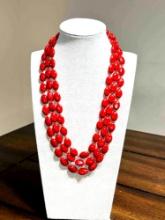 Single Strand Red Beaded Necklace