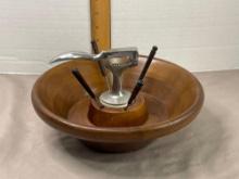 1970s Wooden Nut Bowl with Picks Price Products