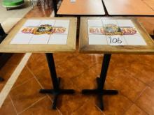 2PC WOOD AND TILE TOP BAR TABLES