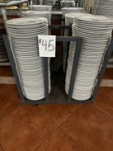 PLATE RACK WITH APPROX. 380 PLATES