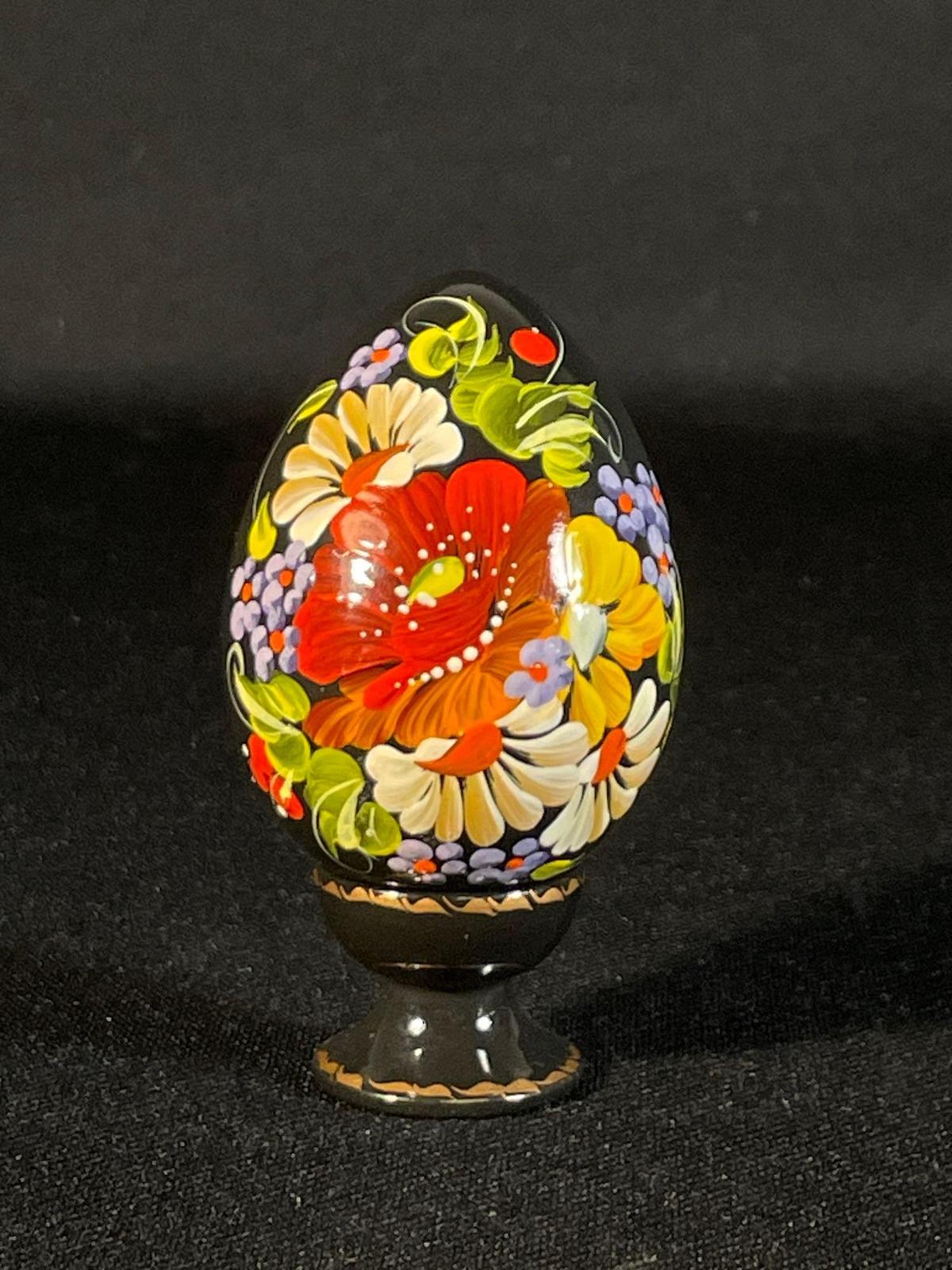Ukrainian Hand Painted Easter Egg w/ Stand
