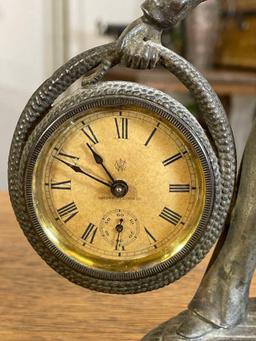 Figural Bronze w/ Clock, Waterbury Clock Company
