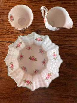 Mini Queen Anne Porcelain Cup bowl and Pitcher.