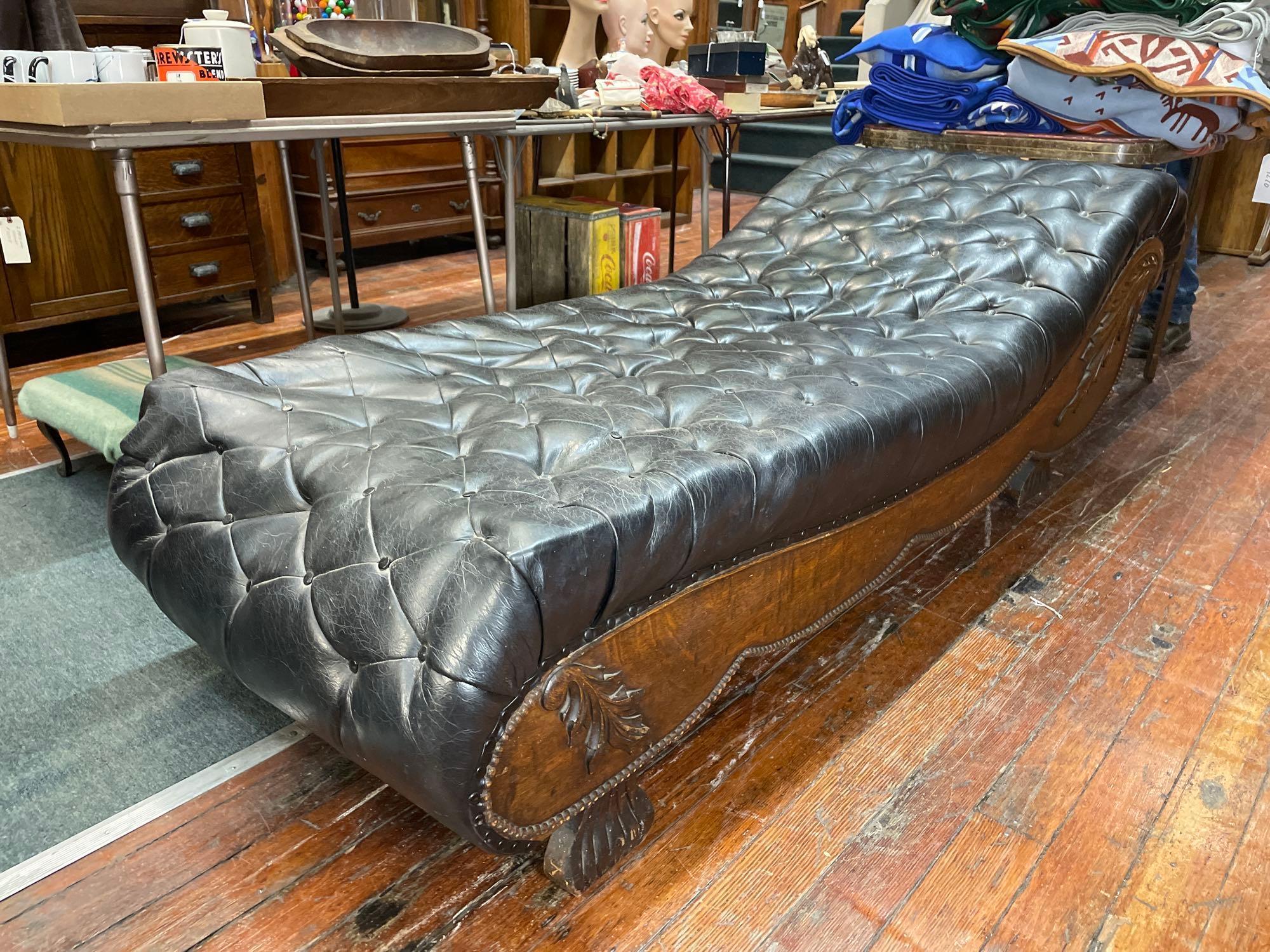 1900's Leather Fainting couch