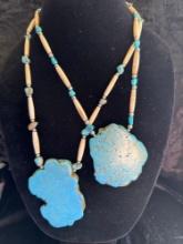Necklaces, stone and bone, native made