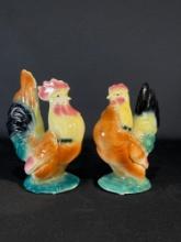 Royal Copley Hen & Rooster Set, Rooster 8" Tall, Hen 7-1/2" Tall