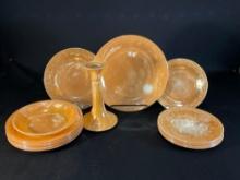Fire-King peach leaf lustre oven ware plate set