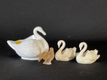 (4) Swan figurines