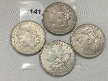 4 X $ (3) 1921, 21-D Morgan Dollars