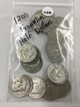 Lot of (20) Franklin Half Dollars