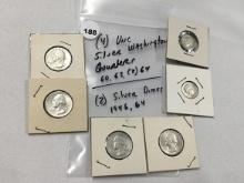 (4) Washington Quarters, UNC, (2) Silver Dimes