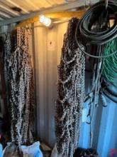 LOT OF ASSORTED CHAINS & SNOW CHAINS ON NORTH WALL OF CONTAINER #2 16258