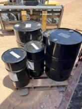 (2) 55 GALLON DRUMS OF HYDRAULIC OIL, (3) 120 LB DRUMS OF GREASE