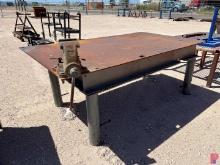 4â€™W X 7â€™L X 32" H METAL WORK TABLE W/WILTON VICE