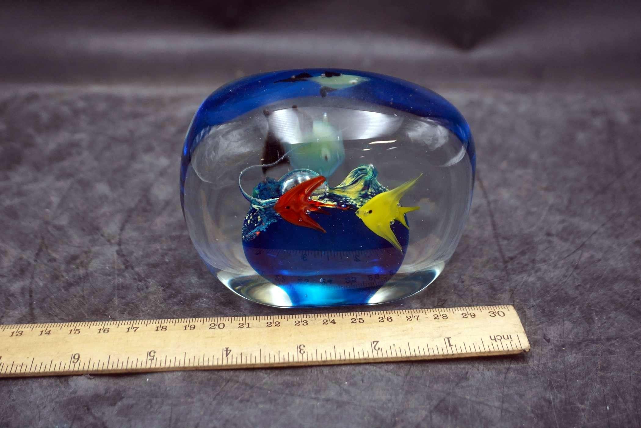 Fish & Dolphin Glass Paperweight