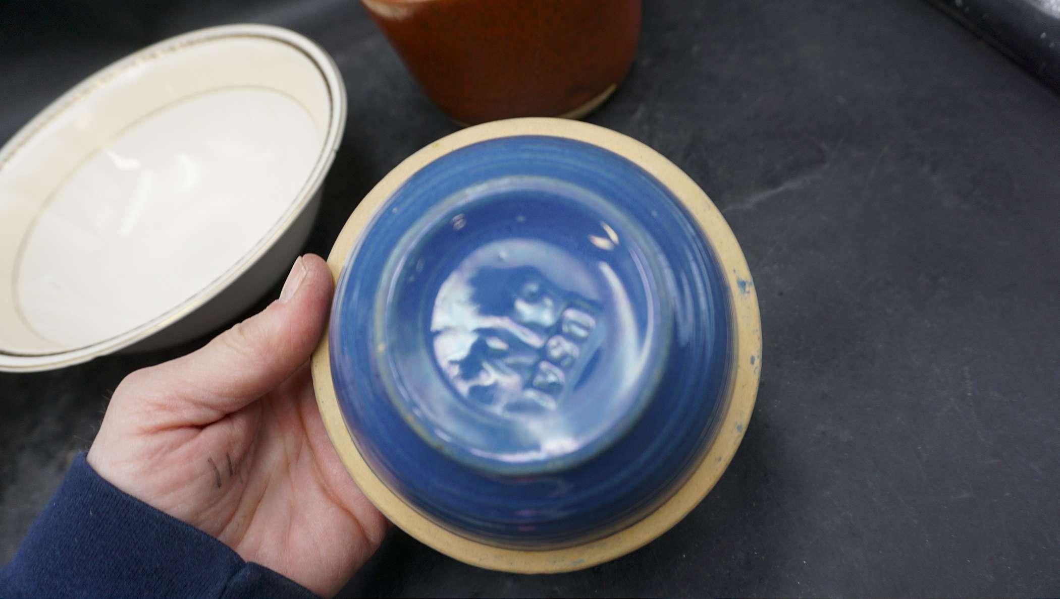 Stoneware Bowl, Planter & Bowls (Some Cracks & Chips)