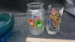 Footed Bowl, M&M Jar & The Chipettes Glass