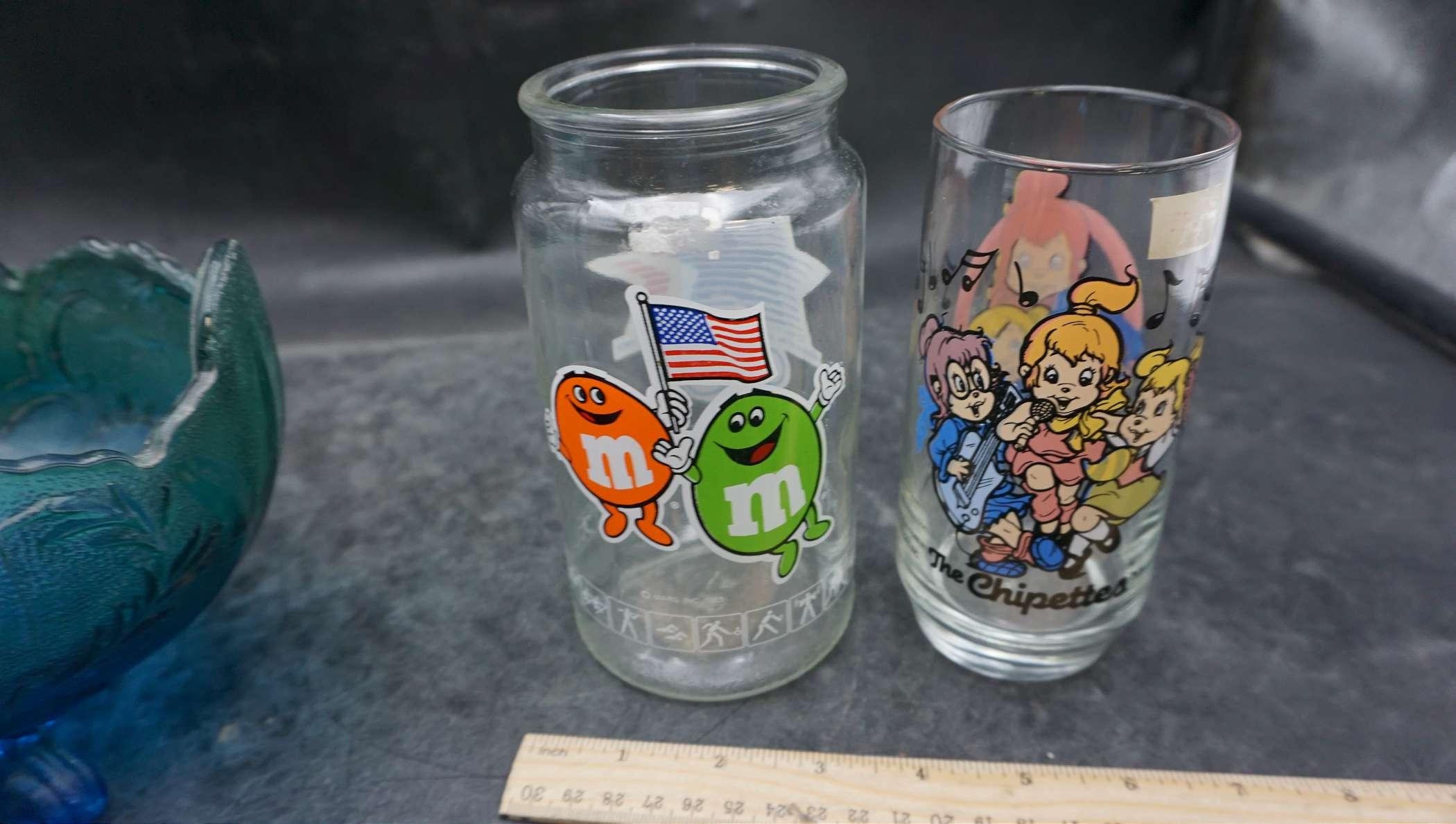 Footed Bowl, M&M Jar & The Chipettes Glass