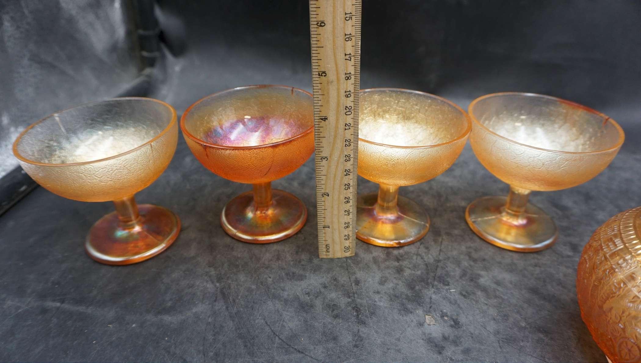 Marigold Glass Dessert Cups, Plates & Candle Holder