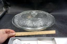 Glass Compote Dish W/ Serving Utensil