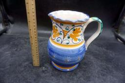Painted Ceramic Pitcher Made In Italy