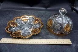Decorative Tray W/ Glass Covering (Butter Dish)