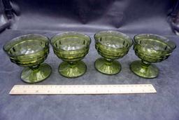 4 - Green Glass Dessert Cups