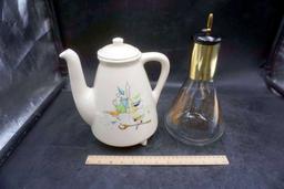 Footed Coffee Pot & Gold Leaf Pitcher