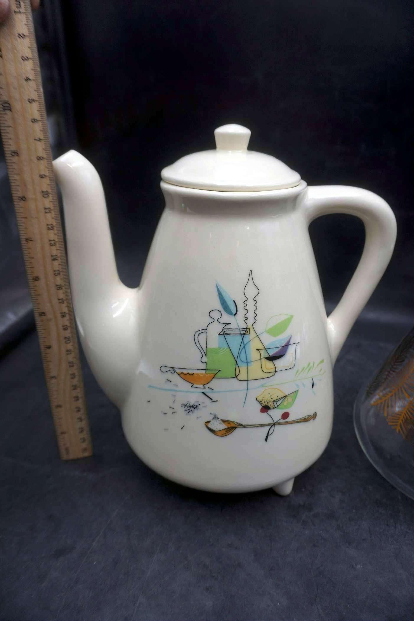 Footed Coffee Pot & Gold Leaf Pitcher