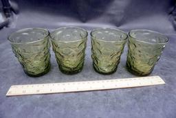 4 - Green Glass Cups