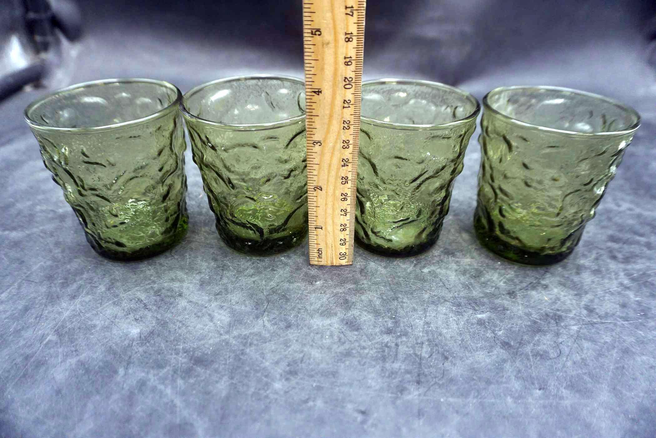 4 - Green Glass Cups