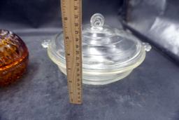 Glass Lidded Bowls & Glasbake Bowl W/ Lid