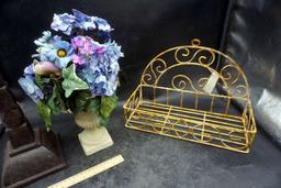 Metal Wire Shelf, Faux Potted Flower, Flower Holder Stand
