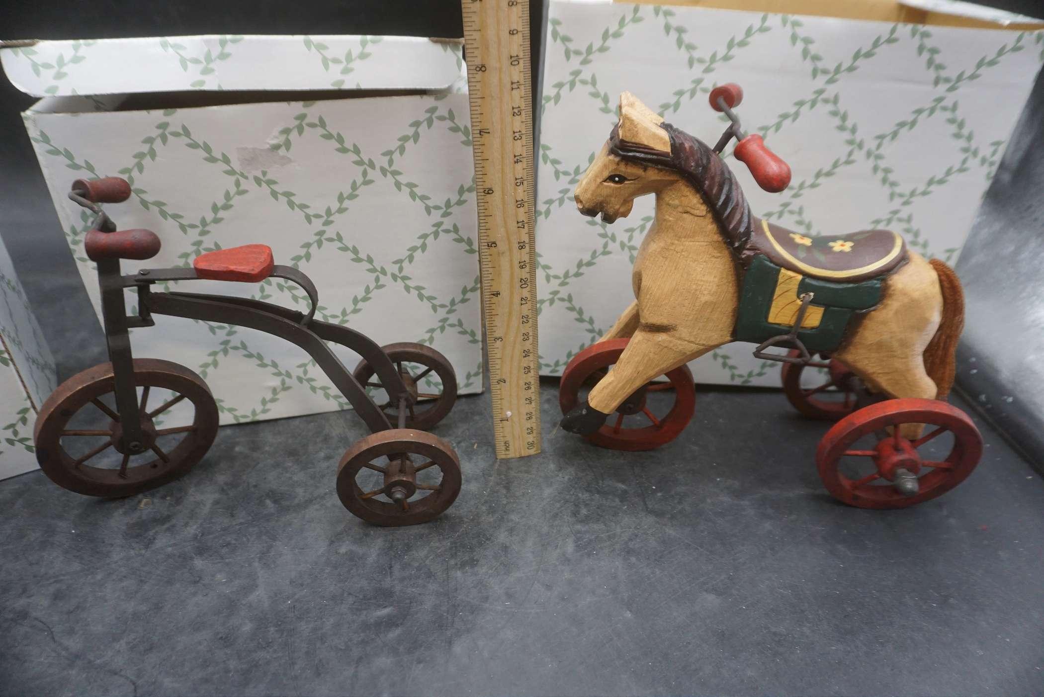 Wooden Decorative Toys - Stroller, Trike & Horse