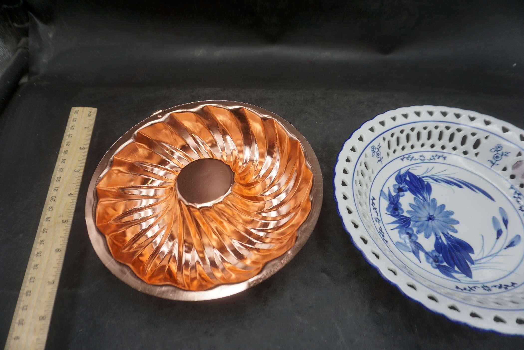 Copper Bundt Pan & Hanging Decorative Bowl