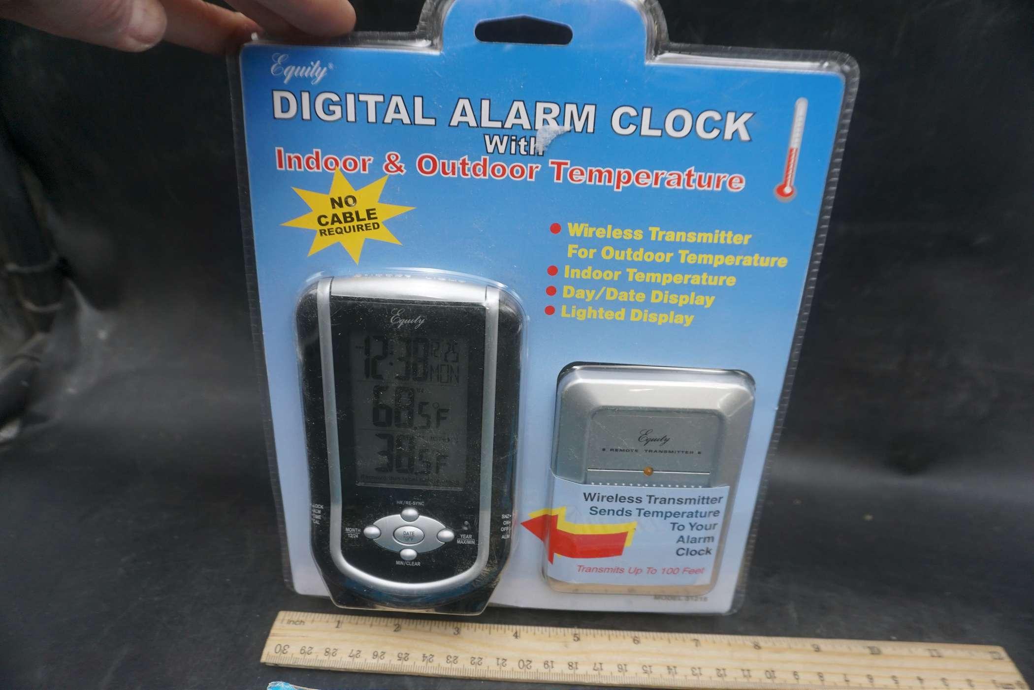 Digital Alarm Clock W/ Indoor/Outdoor Temperature & 6 Pc. Steak Knife Set