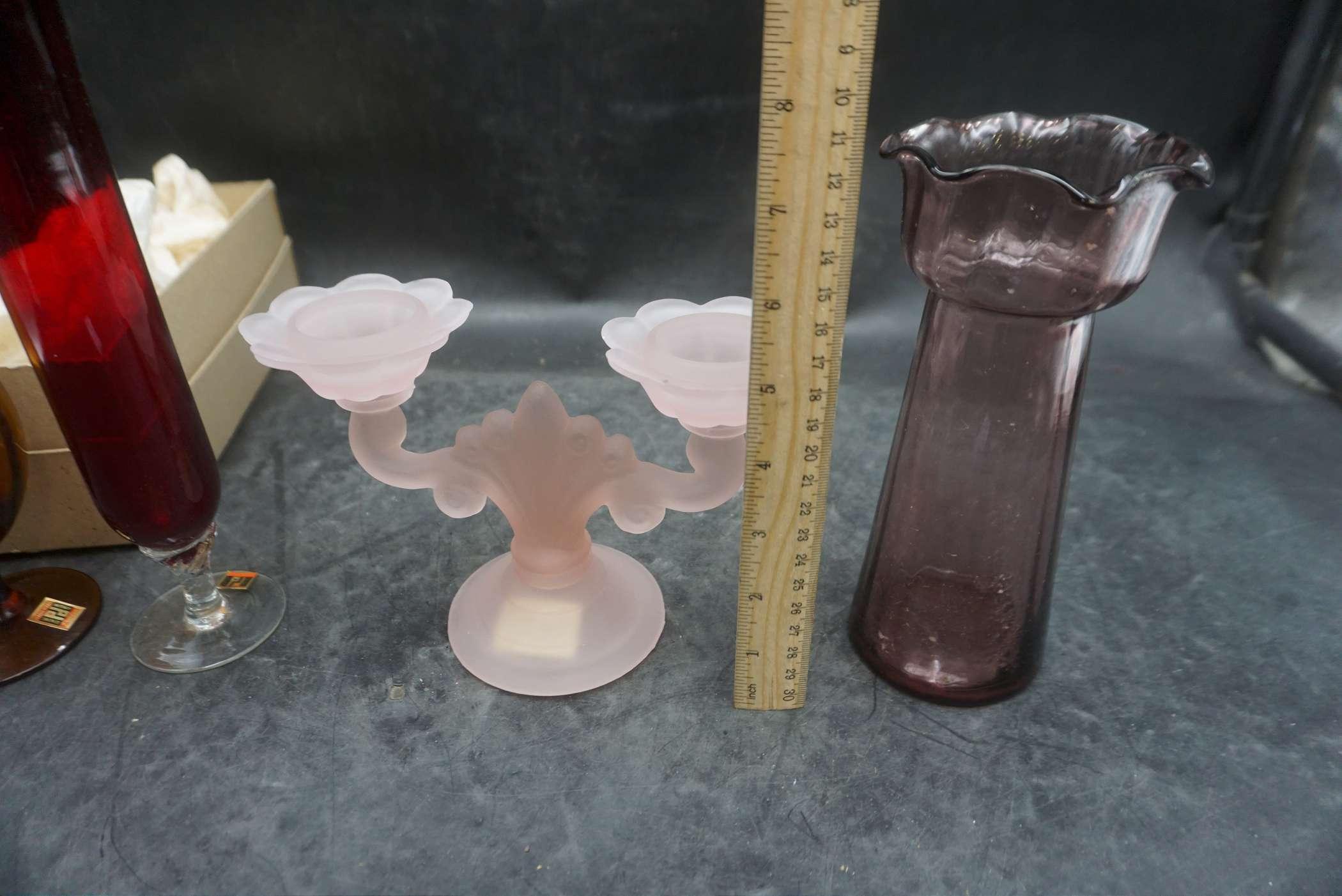 Glass Vases & Candle Holder