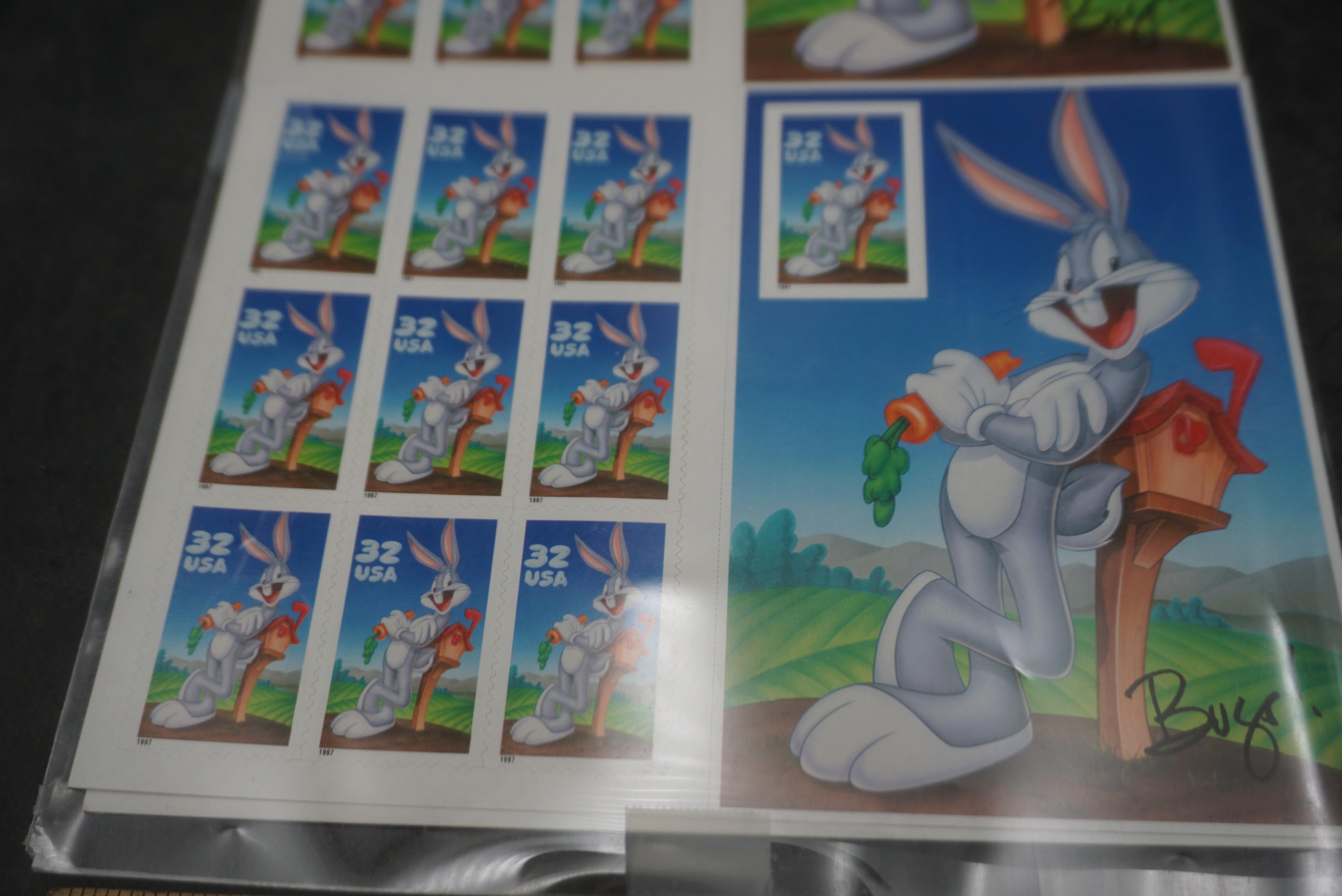 2 - Sheets Of Bugs Bunny U.S. Postage Stamps From 1997
